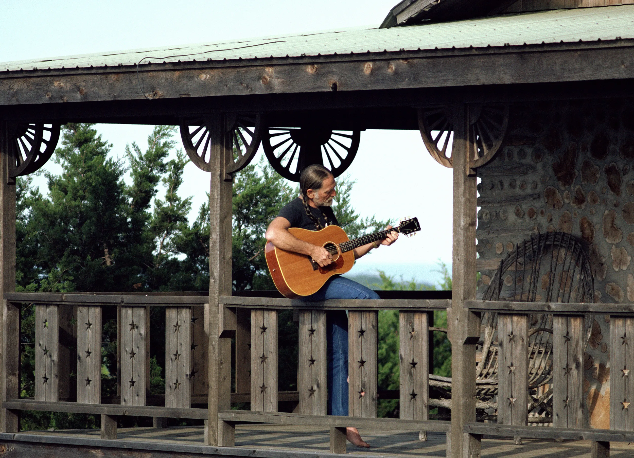 Willie Nelson on the porch